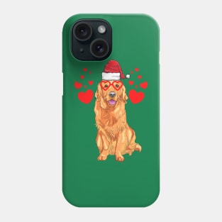 Santa Hat-Wearing Golden Retriever Funny Christmas Holiday Phone Case