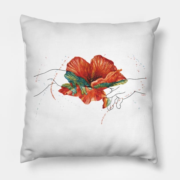 Creation of Adam Poppy Red and Blue Pillow by demingfischer