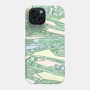 Green Trippy 90s Maze Line Pattern Phone Case
