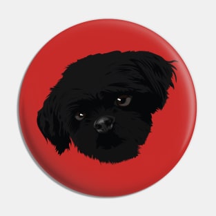 Black dog Hairy Only head Pin