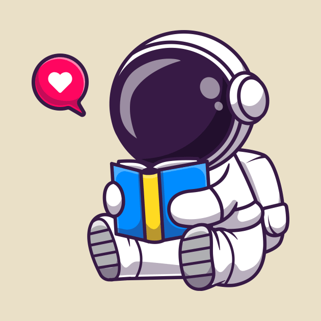 Cute Astronaut Reading Book Cartoon by Catalyst Labs