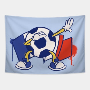 Dabbing Soccer Ball Cartoon France French Flag Football Tapestry