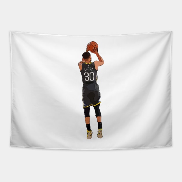 Stephen Curry 3-Point Shot Tapestry by Playful Creatives