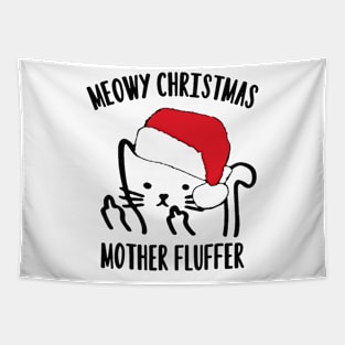 Meowy Christmas Mother Fluffer Tapestry