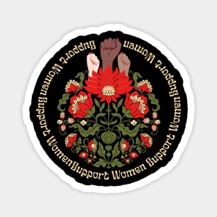 Support Women - Feminist Fist Floral Magnet
