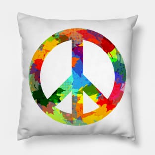 Peace symbol bright colors hippie style Pillow