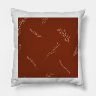 Cream Branches on Red Pillow