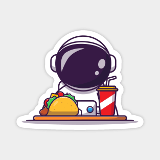 Cute Astronaut With Taco And Soda Magnet