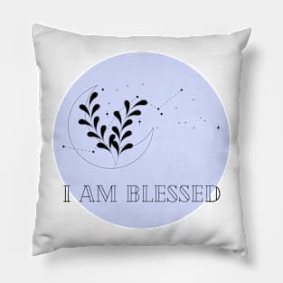 Affirmation Collection - I Am Blessed (Blue) Pillow