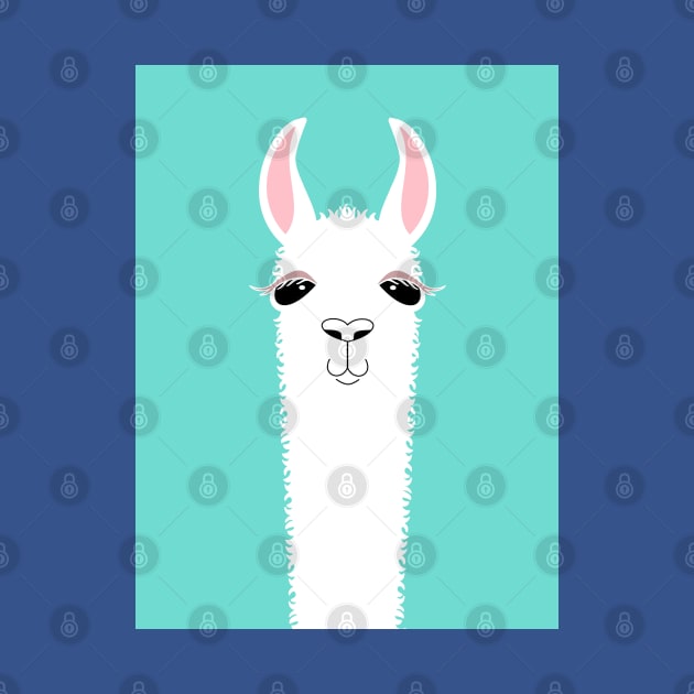 LLAMA ALPACA PORTRAIT ON BLUE by JeanGregoryEvans1