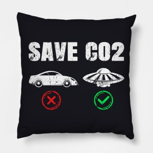 Save CO2 Emission Reduction UFO Climate Change Pillow