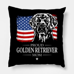 Golden Retriever Mom American Flag patriotic dog Pillow