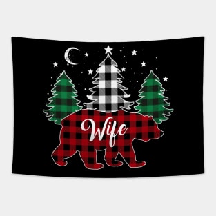 Wife Bear Buffalo Red Plaid Matching Family Christmas Tapestry