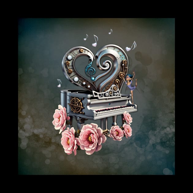 Steampunk piano with heart by Nicky2342