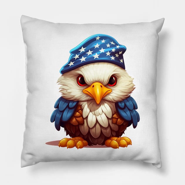 4th of July Baby Bald Eagle #6 Pillow by Chromatic Fusion Studio