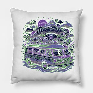 Road Trip with Colorful Van Pillow