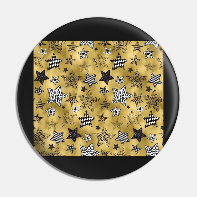 Whimsical Stars on Gold Glimmer Background Pin by machare