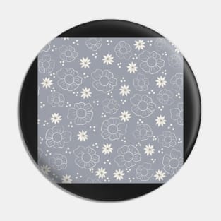 Botanical Light Gray and White Pattern Pin