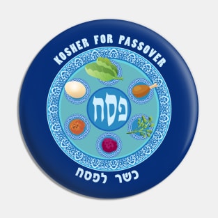 Happy Passover Festival. Passover Seder plate. "Kosher for Passover" - Lettering Jewish Holiday Party Decoration Pin