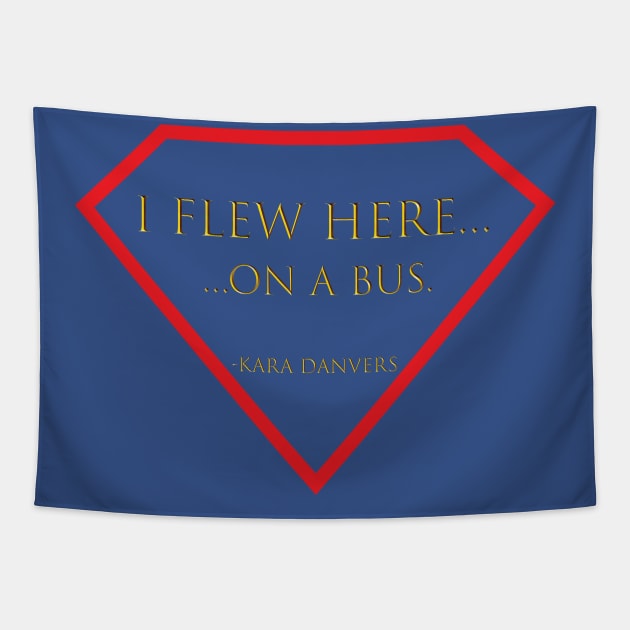 Kara Danvers flying in on a bus. Tapestry by StoreShaSha