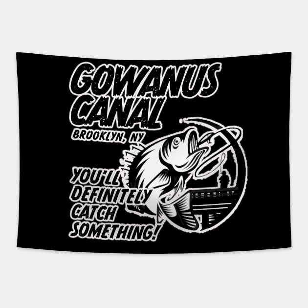 The Gowanus Canal Brooklyn, NY Fishing Tapestry by WinstonsSpaceJunk