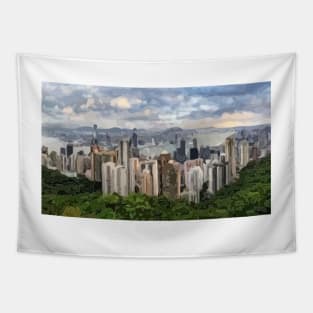 Victoria Peak Abstract Painting Tapestry