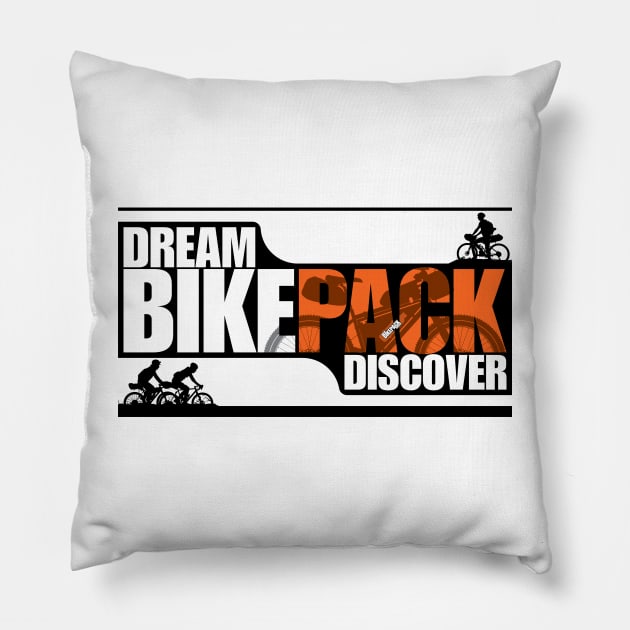 Dream Bikepack Discover Orange on Light Color Pillow by G-Design