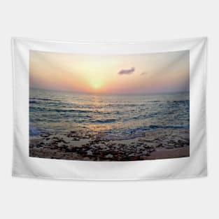 Caribbean Sunset over Seven Mile Beach in Grand Cayman Tapestry