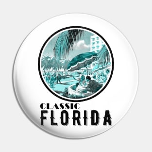 Classic Vintage Florida At hotel and Beach side Pin