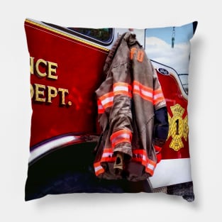 Firemen - Fireman's Jacket On Fire Truck Pillow