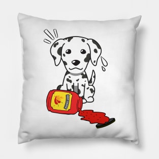 Funny Dalmatian Spilled Hot Sauce Pillow