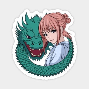 Anime Girl with Dragon Magnet