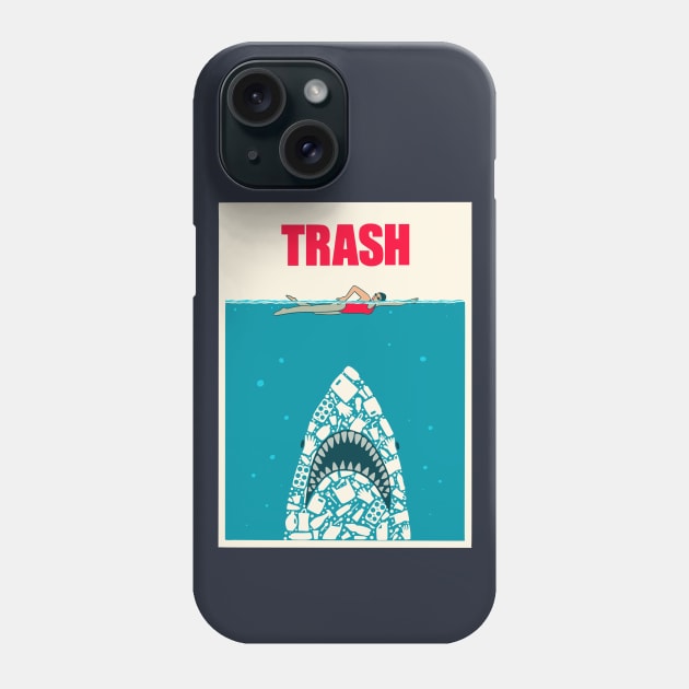 Shark trash ocean Phone Case by coffeeman