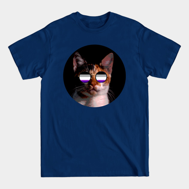 Discover Cute Cat with Glasses Flag - Asexual Pride - T-Shirt