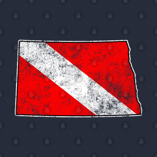 North Dakota Dive Flag Scuba Diving State Map Dive Flag Distressed by TeeCreations