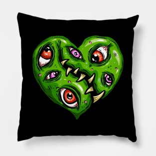 Zombie Heart Eyeball Jack Green Valentines Day Pillow