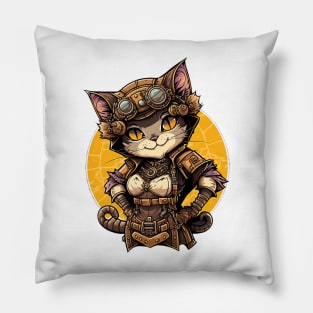 Female Steampunk Mechanic Cat Pillow