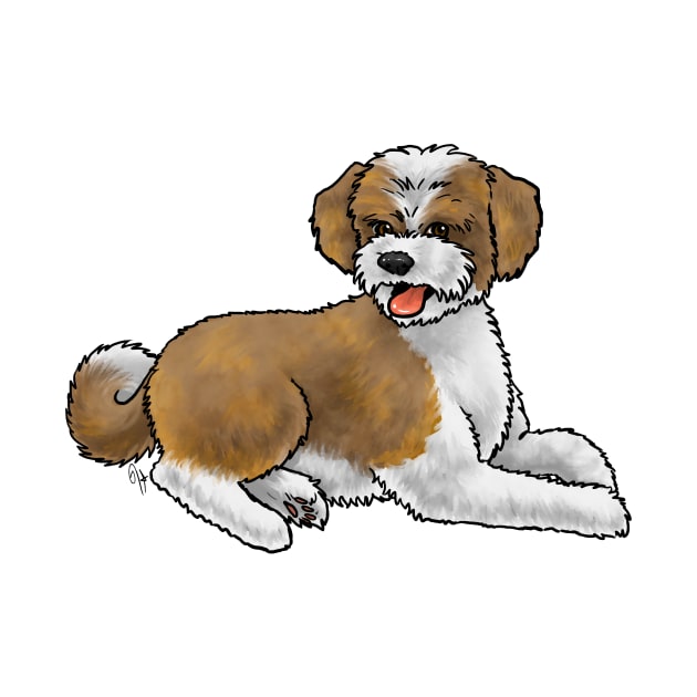 Dog - Aussiedoodle - Brown and White by Jen's Dogs Custom Gifts and Designs