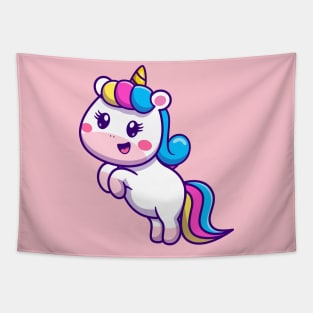 Cute Unicorn Standing Cartoon Tapestry