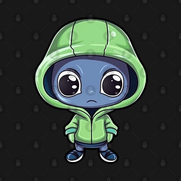 Cool Alien with a Hooded Pullover design #3 by Farbrausch Art