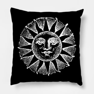 Sun Face | Sun with Face | Vintage Style Sun Illustration | Pillow