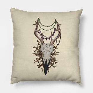 Color Raven with Antlers with a Pentagram and Jewelry Pillow