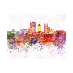 Columbus V2 skyline in watercolor background T-Shirt