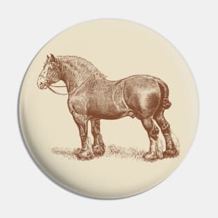 English Shire Horse Vintage Illustration Pin