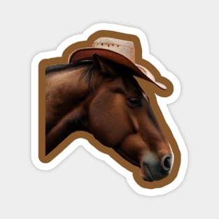 A horse wearing a cowboy hat Magnet