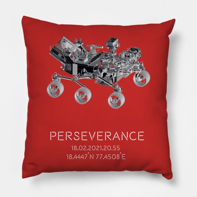 Mars Rover 2020 Perseverance (grayscale) Pillow by HuygensBase