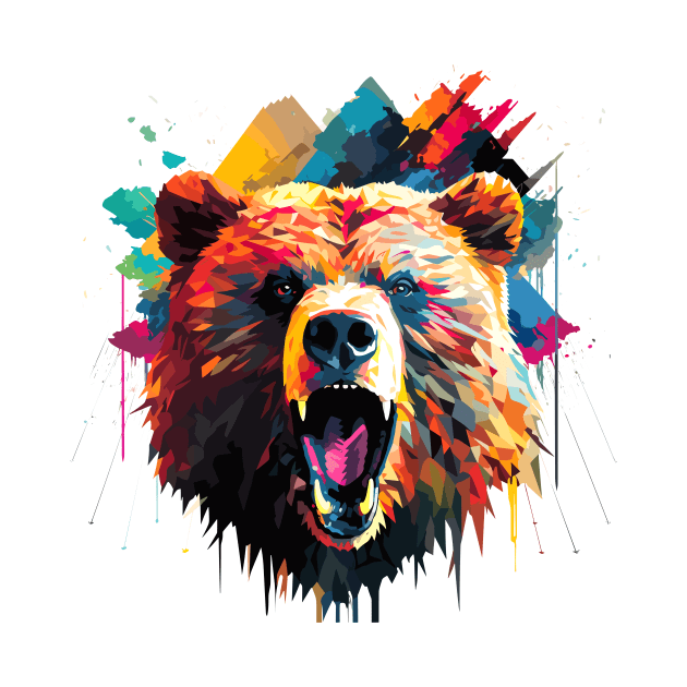 Grizzly Bear Animal Freedom World Wildlife Wonder Abstract by Cubebox