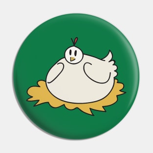 White Cartoon Chicken Pin