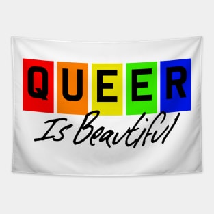 Queer Is Beautiful - Black Text Tapestry