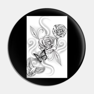 Black and white Rose Pin